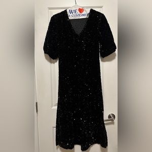 Zara black sequin velvet dress 👗